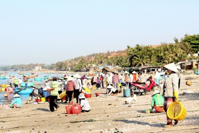 Chợ hải sản giá rẻ trên bãi biển Làng Chài Mũi Né